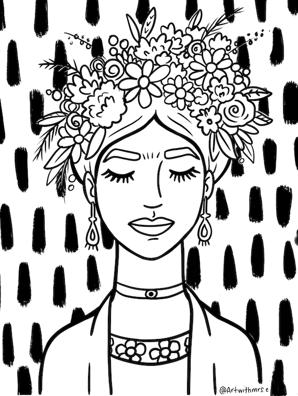 Free Frida Kahlo Coloring Sheet