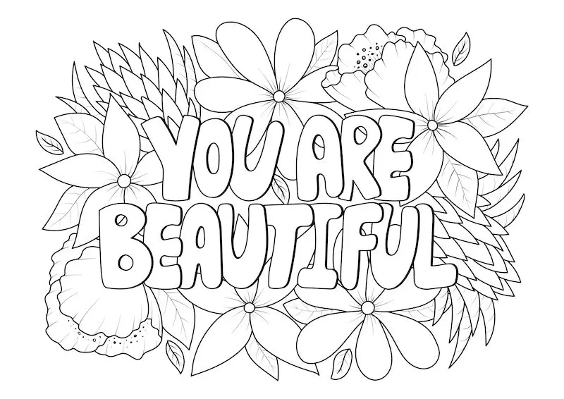 You Are Beautiful Teen Coloring Page